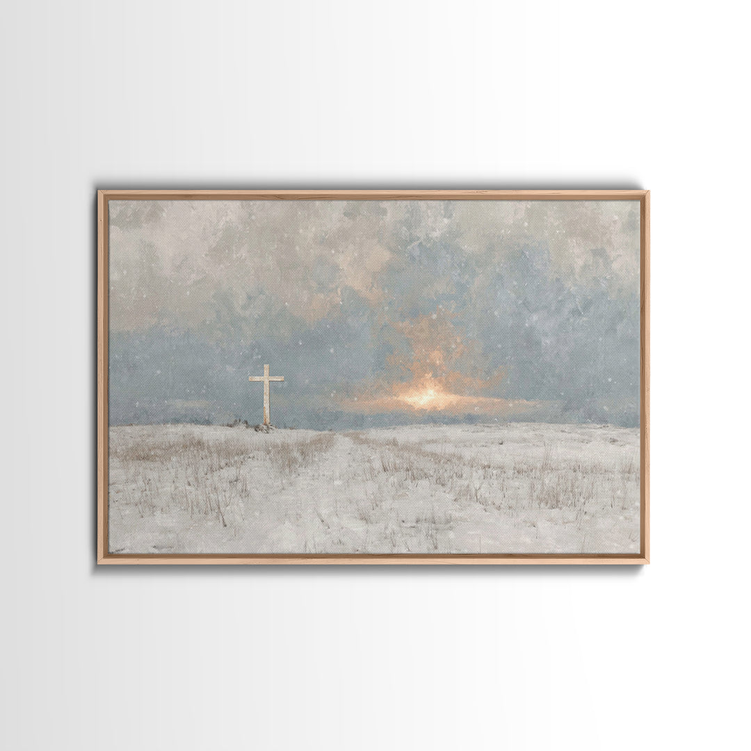 Winter Grace Rising | Framed Canvas Print | Christian Wall Art | Christian Art Canvas | Christian Christmas Art | Christian Decor