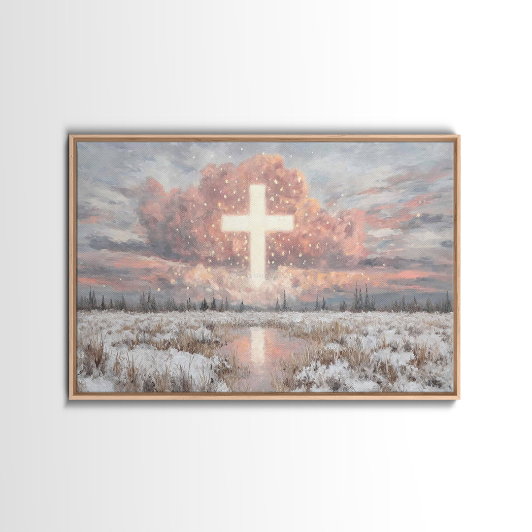 Radiant Glory Sky, Framed Canvas Print, Christian Wall Art, Christian Art Canvas, Christian Christmas Art, Christian Gift Ideas