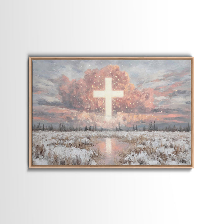Radiant Glory Sky, Framed Canvas Print, Christian Wall Art, Christian Art Canvas, Christian Christmas Art, Christian Gift Ideas