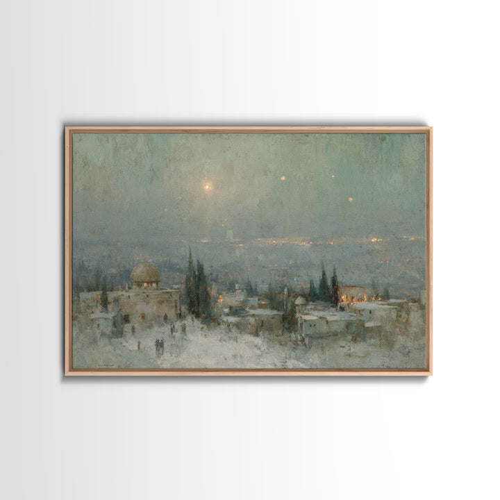 Holy Night Peace – Framed Canvas Print – Christian Christmas Art – Christian Art Canvas – Vintage Christian Art – Christmas Wall Art – Chri