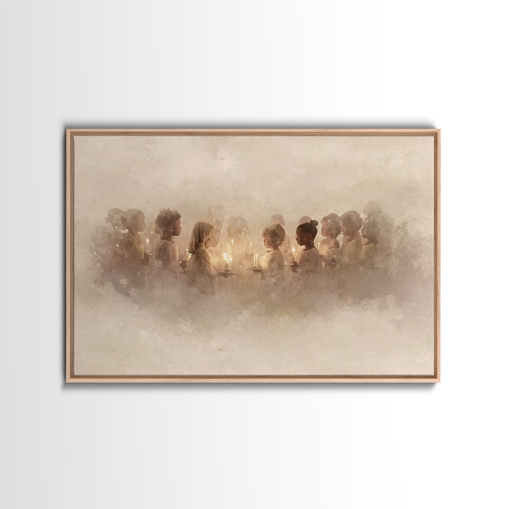 The Candle Choir – Framed Canvas Print – Christian Wall Art – Christmas Art – Christian Decor – Christian Art Canvas – Christian Christmas