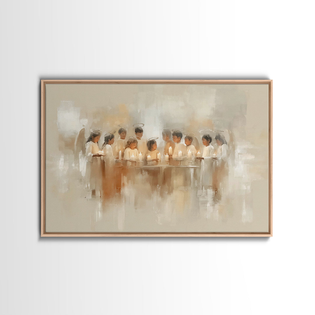 Heavenly Lantern Circle – Framed Canvas Print – Christian Art – Christian Wall Art – Christmas Art – Christian Art Canvas – Christian Decor
