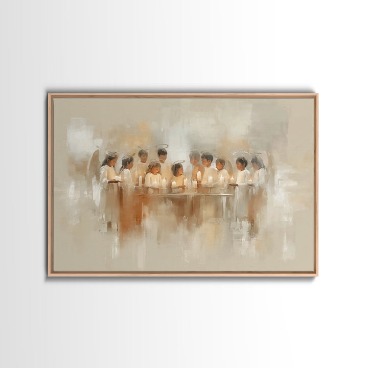 Heavenly Lantern Circle – Framed Canvas Print – Christian Art – Christian Wall Art – Christmas Art – Christian Art Canvas – Christian Decor