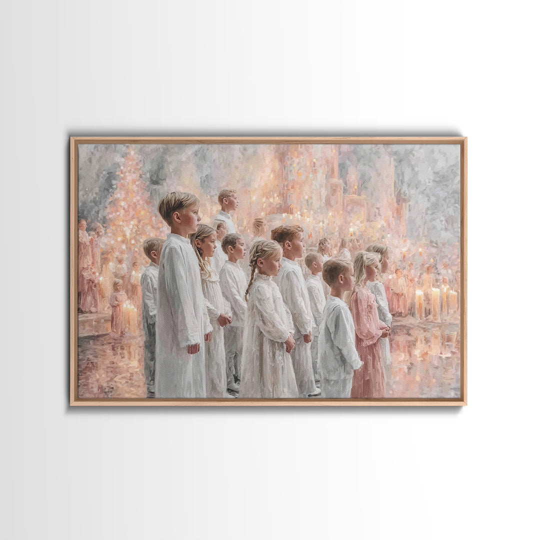 Radiant Carol Procession – Framed Canvas Print – Christmas Art – Christian Art Canvas – Christian Wall Art – Christian Christmas – Christia