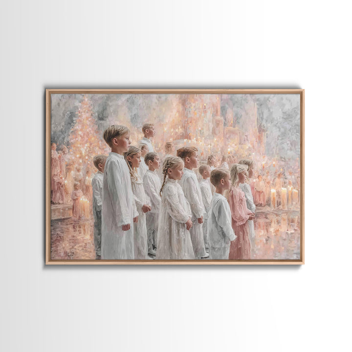 Radiant Carol Procession – Framed Canvas Print – Christmas Art – Christian Art Canvas – Christian Wall Art – Christian Christmas – Christia