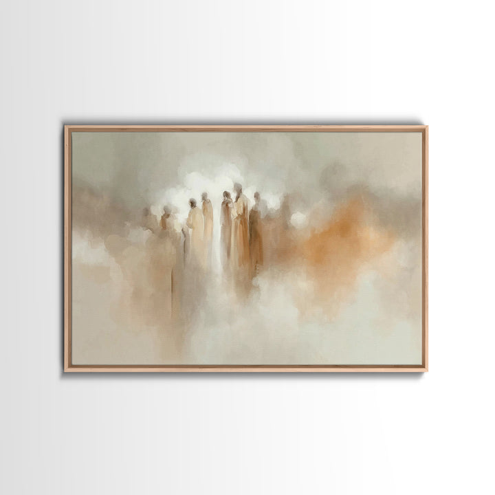 Angelic Gathering, Framed Canvas Print, Christian Art Print, Christian Wall Art, Christian Art Canvas, Moody Christian Art, Christmas Art W
