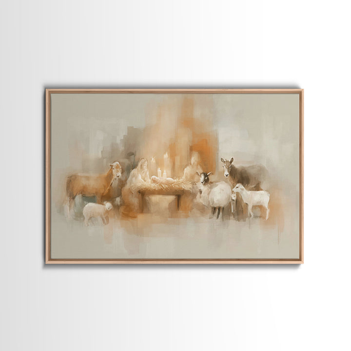Holy Manger Light – Framed Canvas Print – Christian Christmas Art – Christian Wall Art – Christian Art Canvas – Christmas Art Prints