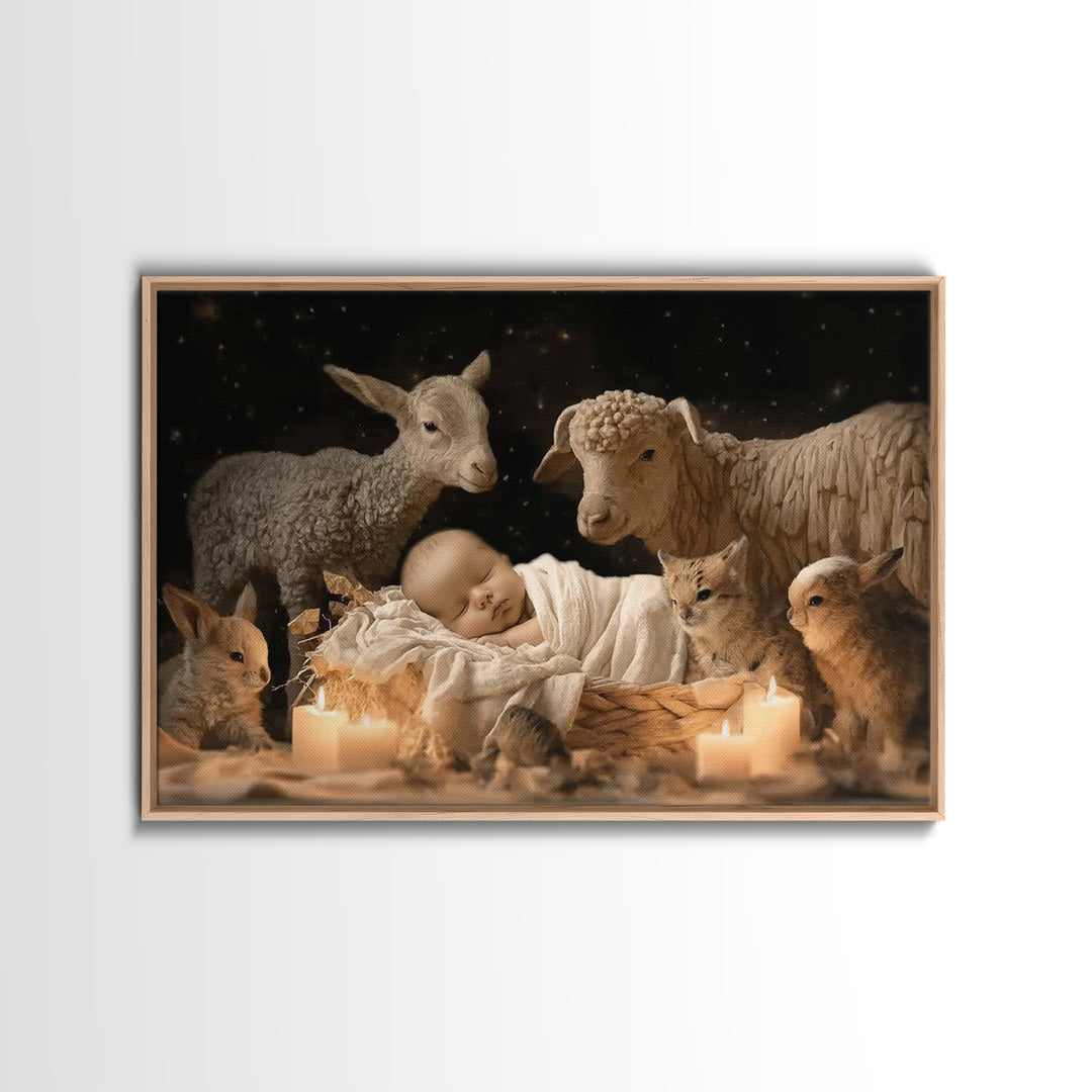 Quiet Bethlehem Night | Framed Canvas Print | Christian Art Canvas | Christian Wall Art | Christian Christmas Art | Christmas Art Work