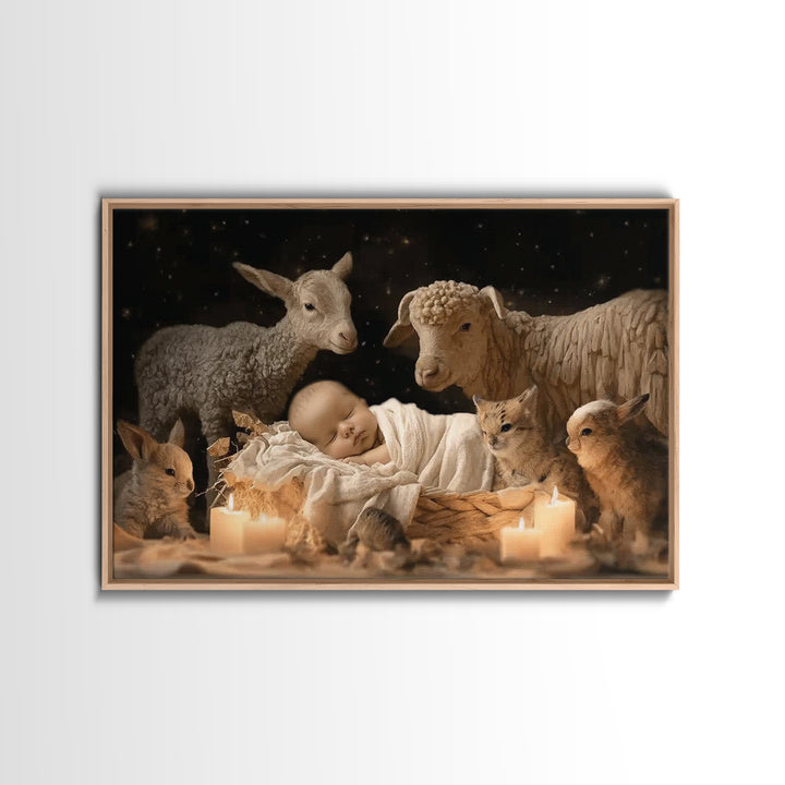 Quiet Bethlehem Night | Framed Canvas Print | Christian Art Canvas | Christian Wall Art | Christian Christmas Art | Christmas Art Work