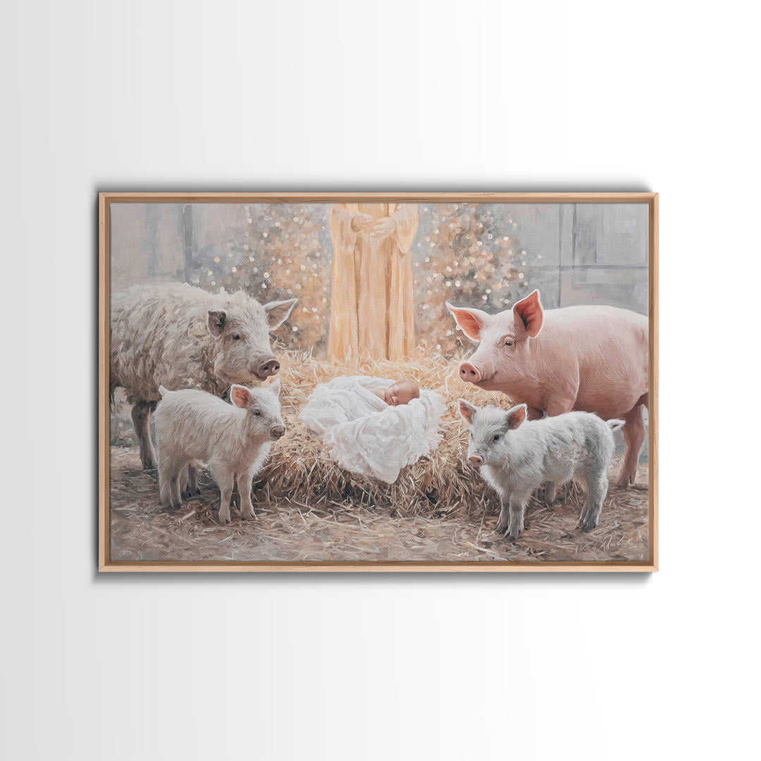 Holy Cradle Light, Framed Canvas Print, Christian Christmas Art, Christian Wall Art, Christian Art Canvas, Framed Christmas Art