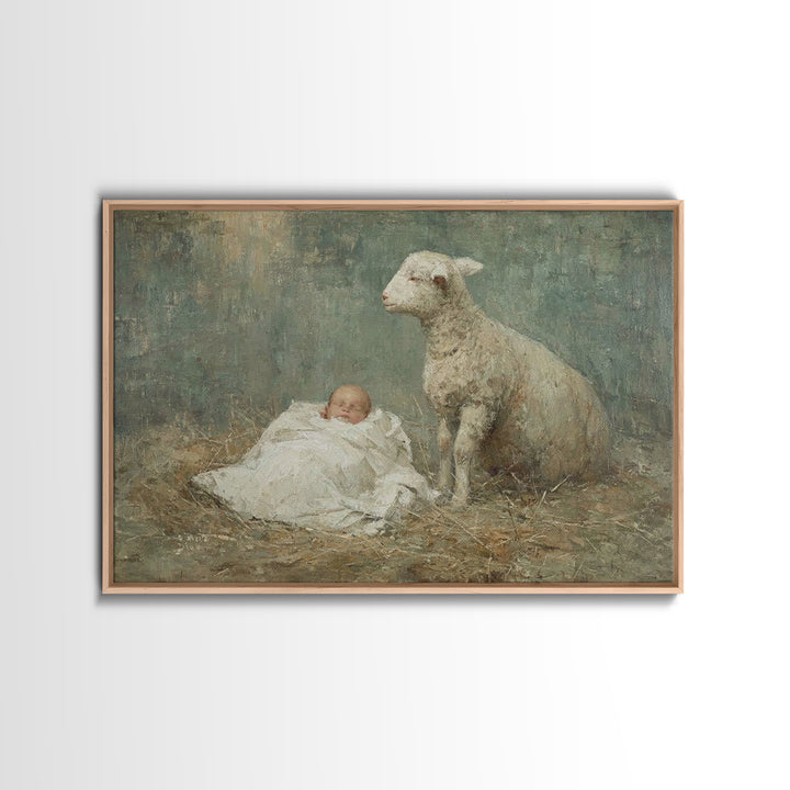 Lamb Of Dawn | Framed Canvas Print | Christian Wall Art | Christian Art Canvas | Subtle Christian Art | Christian Christmas Art