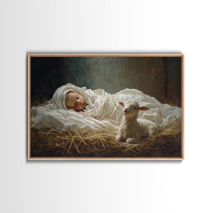 Holy Manger Peace – Framed Canvas Print – Christian Wall Art – Christmas Art – Christian Art Canvas – Jesus Painting