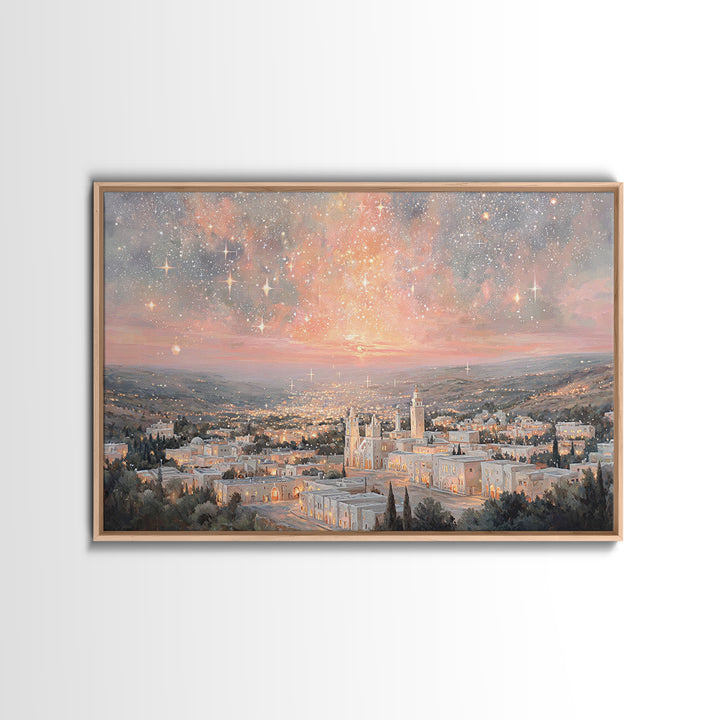 Bethlehem Starrise, Framed Canvas Print, Christian Wall Art, Christian Christmas Art, Christian Art Canvas, Christmas Art