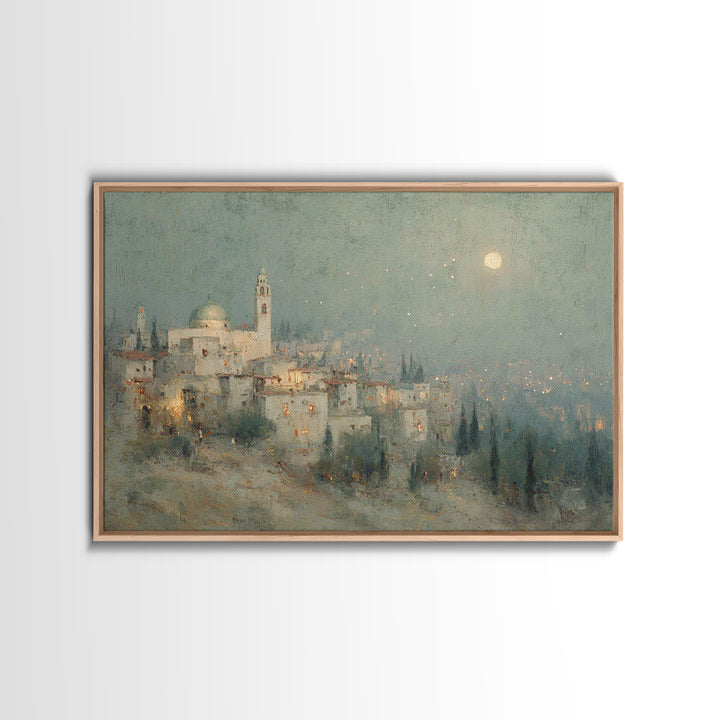 Holy Night Haze | Framed Canvas Print | Christian Christmas Art | Christian Art Canvas | Christmas Wall Art | Christian Art