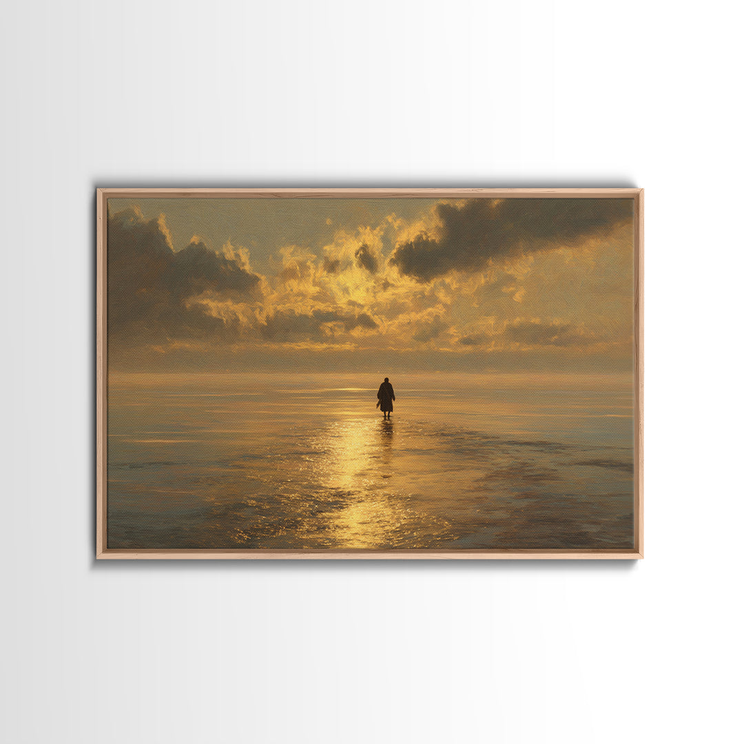 Heavenly Shore – Framed Canvas Print – Jesus Painting – Christian Art Canvas – Christian Wall Art – Christmas Art – Christian Decor