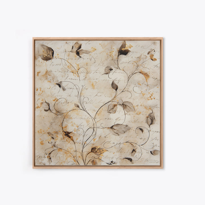 Floral Vine Created from Graceful Script Like Canvas Print, Calligraphy Art, Printable Art, Living Room Decor, Script, CAL-1x1-11