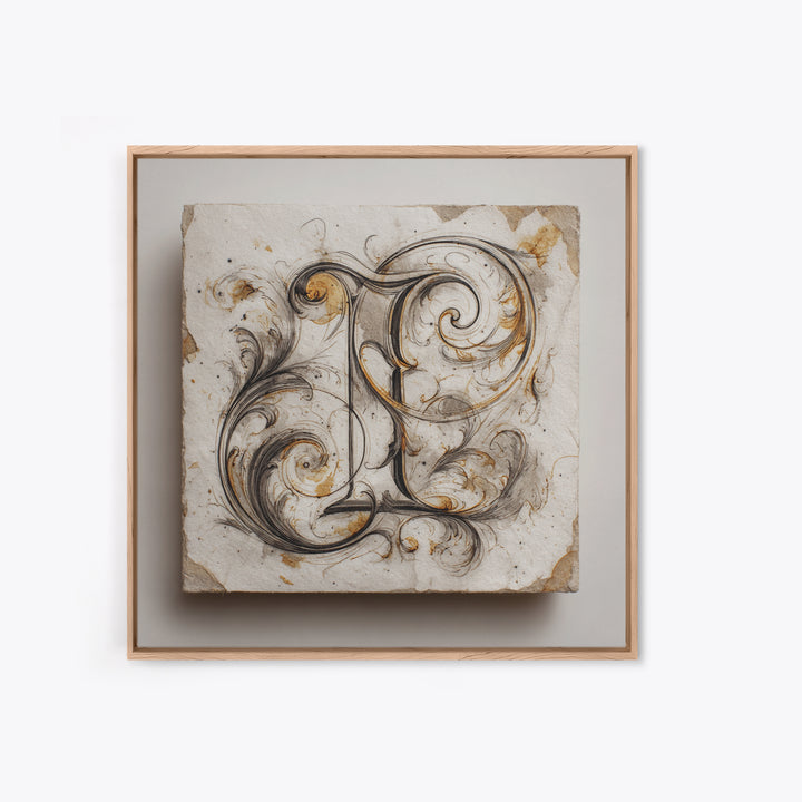 Baroque Scrollwork Made from Looping Pen Strokes Framed Canvas Print, Calligraphy Art, Wall Decor, Living Room Decor, Script, CAL-1x1-12