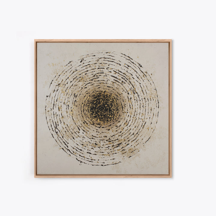 Gold Leaf Calligraphic Spiral on Plaster Surface Canvas Print, Calligraphy Art, Modern Art, Living Room Decor, Fine Art, Script, CAL-1x1-14