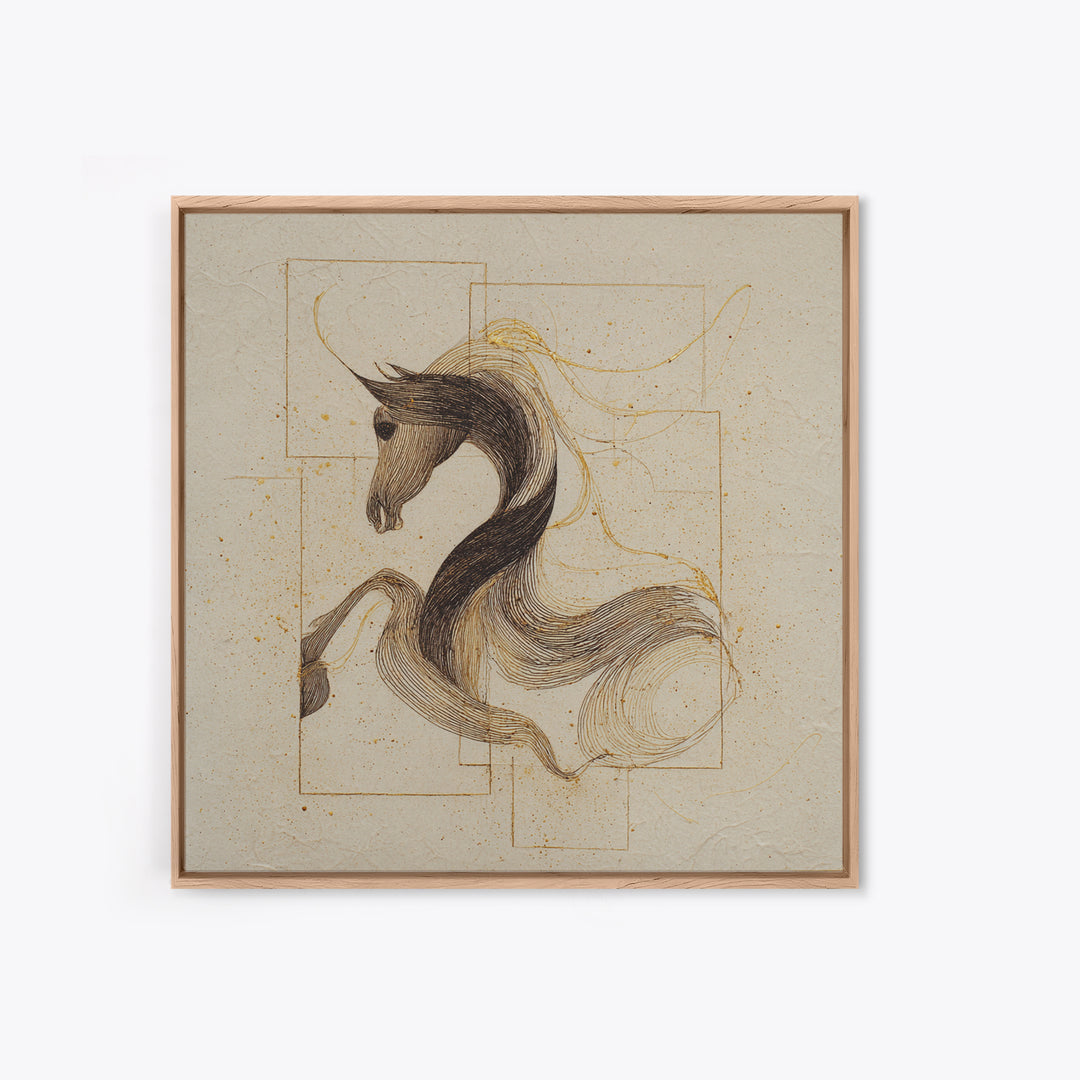 Calligraphic Horse Silhouette Made from One Line Canvas Print, Calligraphy Art, Digital Download Art, Living Room Decor, Script, CAL-1x1-17