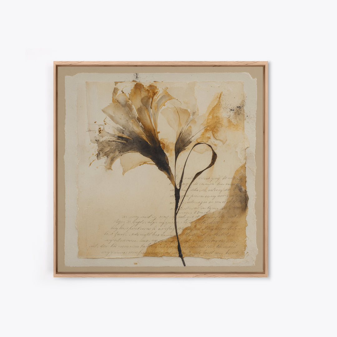 Single Elegant Flourish Shaped Like a Flower Framed Canvas Print, Calligraphy Art, Fine Art Print, Living Room Decor, Script, CAL-1x1-29
