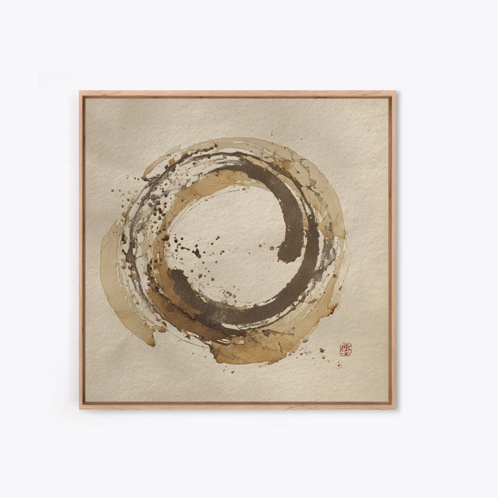 Japanese Brush Mark Circle Canvas Print, Calligraphy Art, Home Decor, Living Room Decor, Fine Art, Script, Wall Art Print, CAL-1x1-4