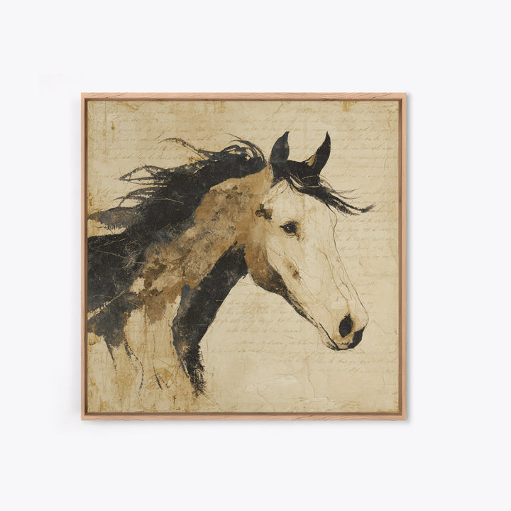Calligraphic Horse Silhouette Made from One Line Canvas Print, Calligraphy Art, Gallery Decor, Living Room Decor, Script, CAL-1x1-41