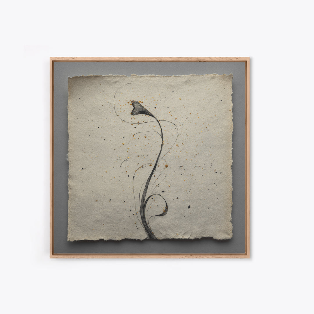 Single Elegant Flourish Shaped Like a Flower Framed Canvas Print, Calligraphy Art, Fine Art Print, Living Room Decor, Script, CAL-1x1-53