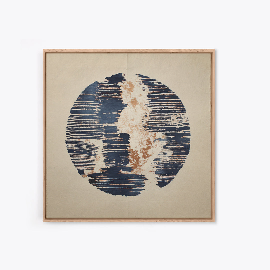 Layered Copper Ink Strokes on Dark Navy Canvas Print, Calligraphy Art, Digital Download Art, Living Room Decor, Script, CAL-1x1-54