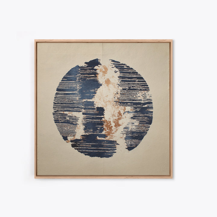 Layered Copper Ink Strokes on Dark Navy Canvas Print, Calligraphy Art, Digital Download Art, Living Room Decor, Script, CAL-1x1-54
