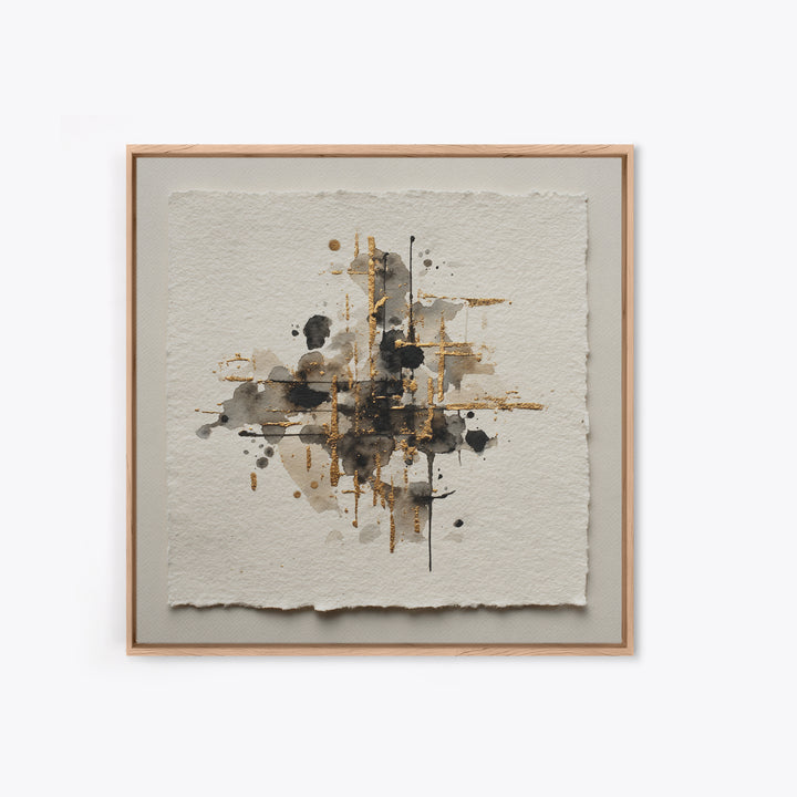 Ink Splatter and Long Brushstroke Composition Canvas Print, Calligraphy Art, Living Room Wall Art, Living Room Decor, Script, CAL-1x1-64