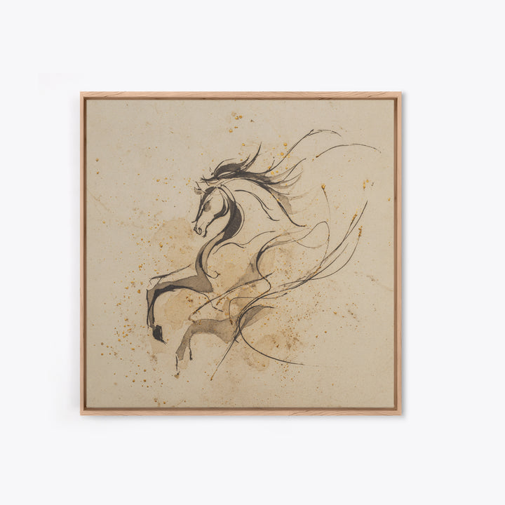 Calligraphic Horse Silhouette Made from One Line Canvas Print, Calligraphy Art, Gallery Decor, Living Room Decor, Script, CAL-1x1-65