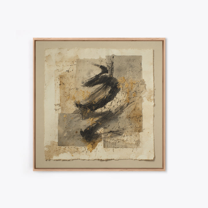Abstract Prayer Flag of Brush Marks Framed Canvas Print, Calligraphy Art, Japanese Decor, Living Room Decor, Fine Art, Script, CAL-1x1-71