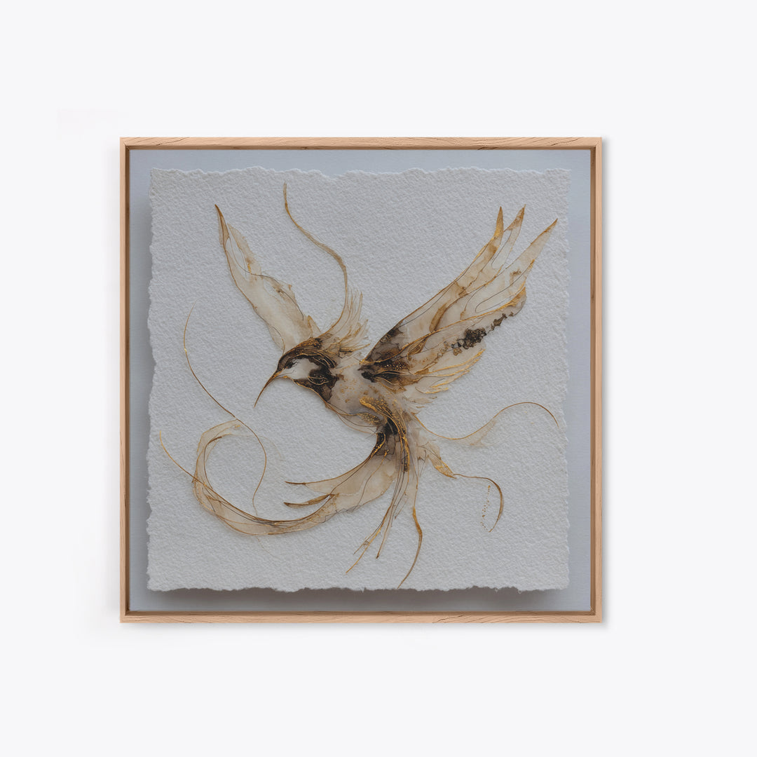 Calligraphic Bird Shape Formed from Flowing Lines Framed Canvas Print, Calligraphy Art, Printable, Living Room Decor, Script, CAL-1x1-8