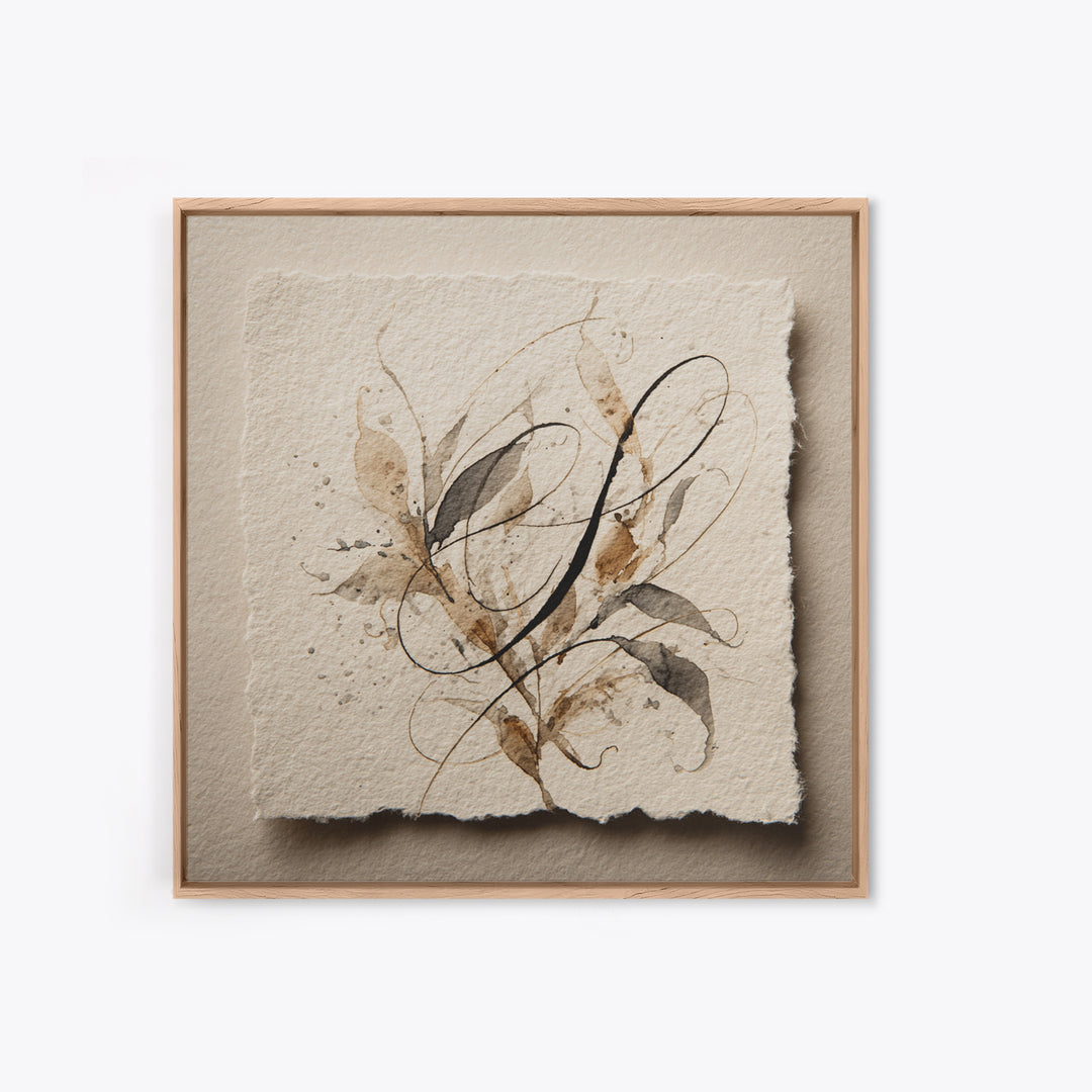 Botanical Calligraphy Pattern Canvas Print, Calligraphy Art, Quote Wall Art, Living Room Decor, Watercolor Art, Script, CAL-1x1-94