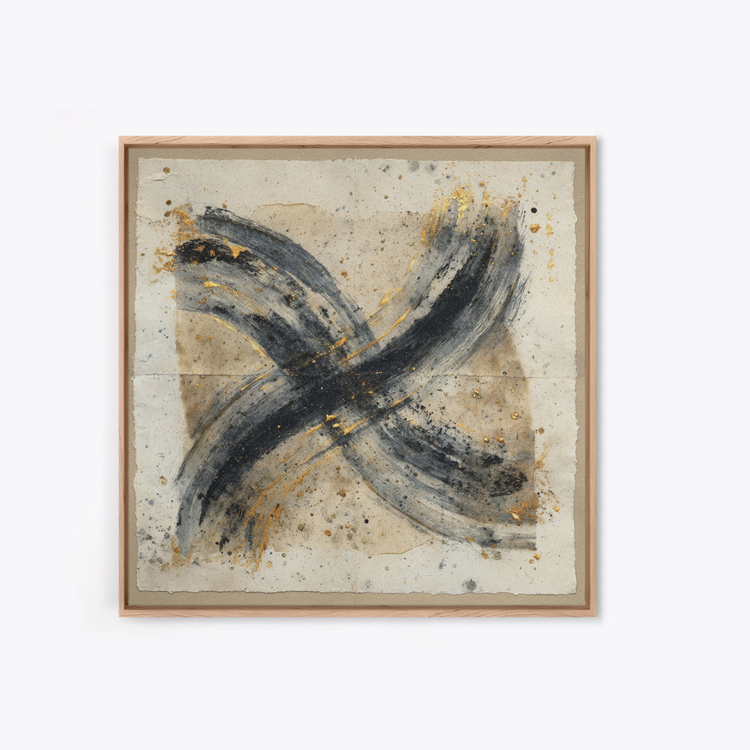 Abstract Prayer Flag of Brush Marks Canvas Print, Calligraphy Art, Neutral Decor, Living Room Decor, Fine Art, Script, CAL-1x1-95