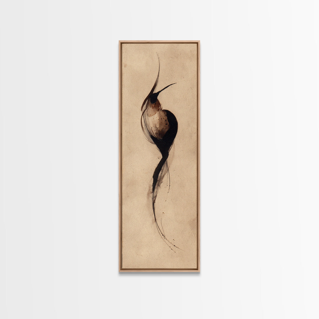 Calligraphic Bird Shape Formed from Flowing Lines Canvas Print, Calligraphy Art, Luxury Decor, Living Room Decor, Script, CAL-1x3-20