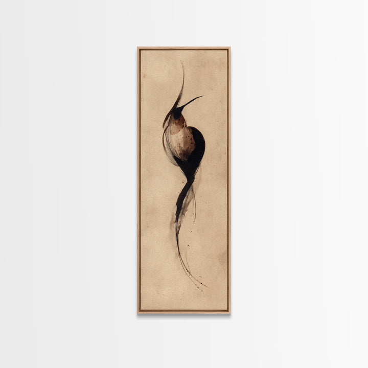 Calligraphic Bird Shape Formed from Flowing Lines Canvas Print, Calligraphy Art, Luxury Decor, Living Room Decor, Script, CAL-1x3-20