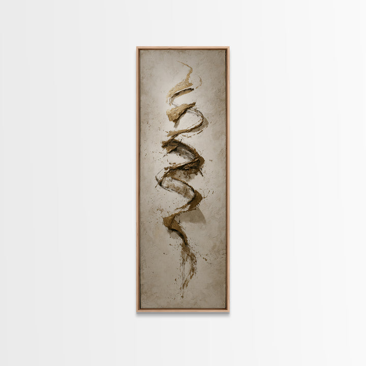 Gold Leaf Calligraphic Spiral on Plaster Surface Canvas Print, Calligraphy Art, Wall Art Printable, Living Room Decor, Script, CAL-1x3-26