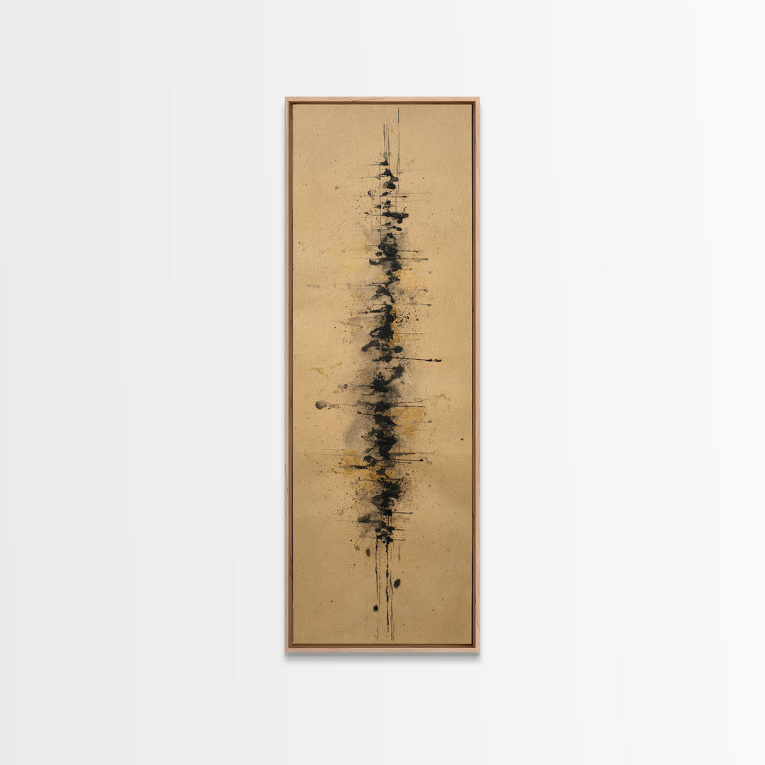 Ink Splatter and Long Brushstroke Composition Canvas Print, Calligraphy Art, Room Decor, Living Room Decor, Fine Art, Script, CAL-1x3-28