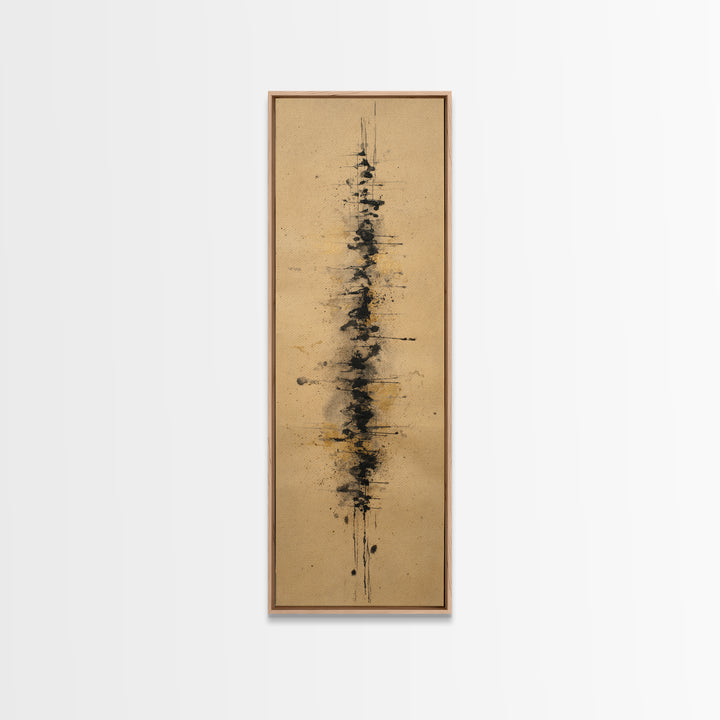 Ink Splatter and Long Brushstroke Composition Canvas Print, Calligraphy Art, Room Decor, Living Room Decor, Fine Art, Script, CAL-1x3-28