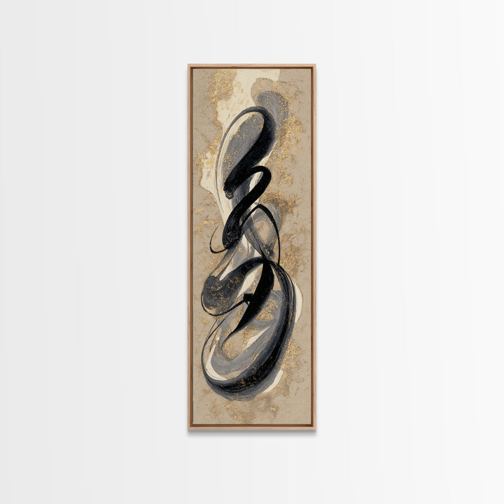 Ornamental Frame of Flourished Pen Curves Framed Canvas Print, Calligraphy Art, Scripture Art, Living Room Decor, Script, CAL-1x3-30
