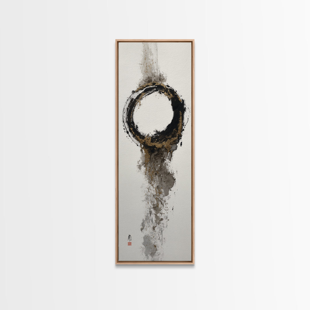 Japanese Brush Mark Circle Canvas Print, Calligraphy Art, Painting, Living Room Decor, Fine Art, Script, Japanese Art, CAL-1x3-40