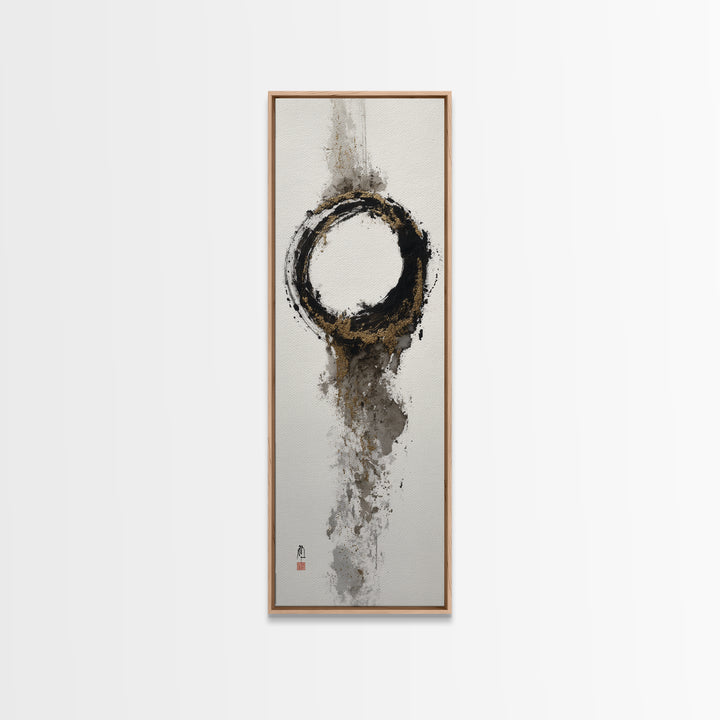 Japanese Brush Mark Circle Canvas Print, Calligraphy Art, Painting, Living Room Decor, Fine Art, Script, Japanese Art, CAL-1x3-40