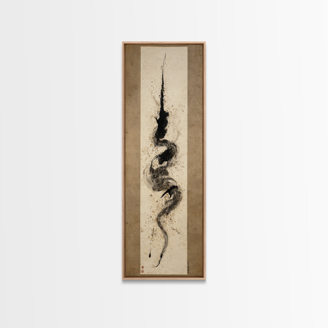 Calligraphic Bird Shape Formed from Flowing Lines Canvas Print, Calligraphy Art, Contemporary Art, Living Room Decor, Script, CAL-1x3-44