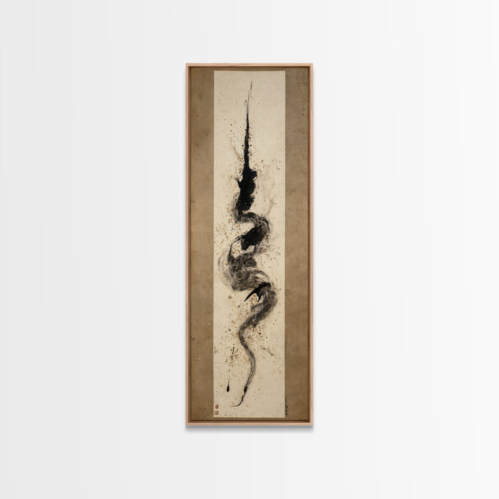 Calligraphic Bird Shape Formed from Flowing Lines Canvas Print, Calligraphy Art, Contemporary Art, Living Room Decor, Script, CAL-1x3-44