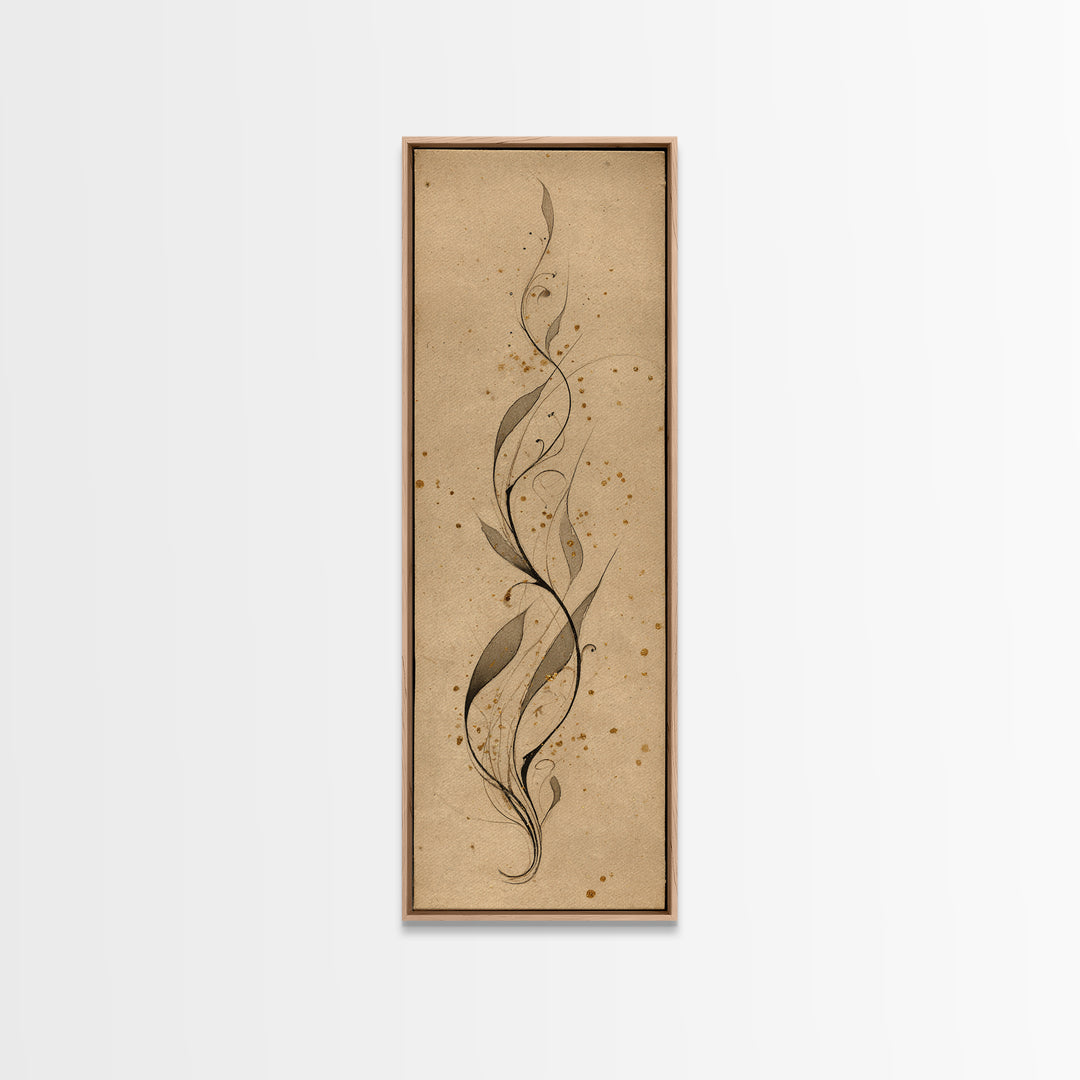 Floral Vine Created from Graceful Script Like Canvas Print, Calligraphy Art, Printable Wall Art, Living Room Decor, Script, CAL-1x3-47