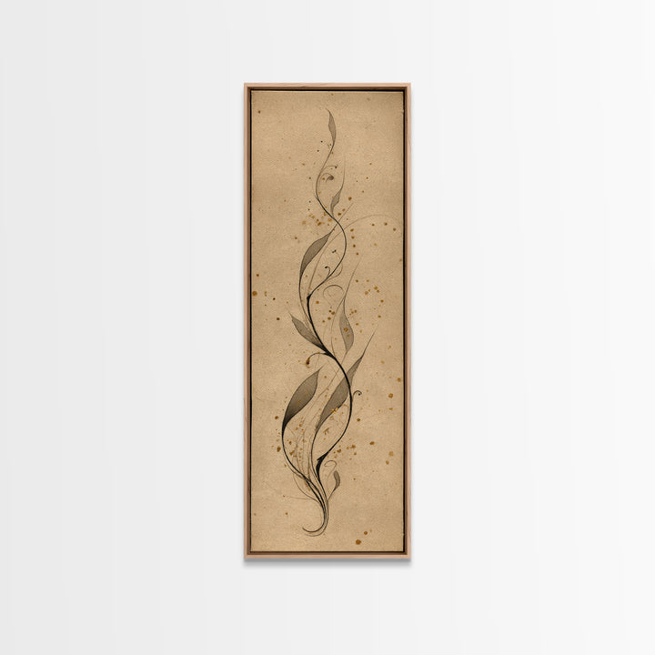 Floral Vine Created from Graceful Script Like Canvas Print, Calligraphy Art, Printable Wall Art, Living Room Decor, Script, CAL-1x3-47