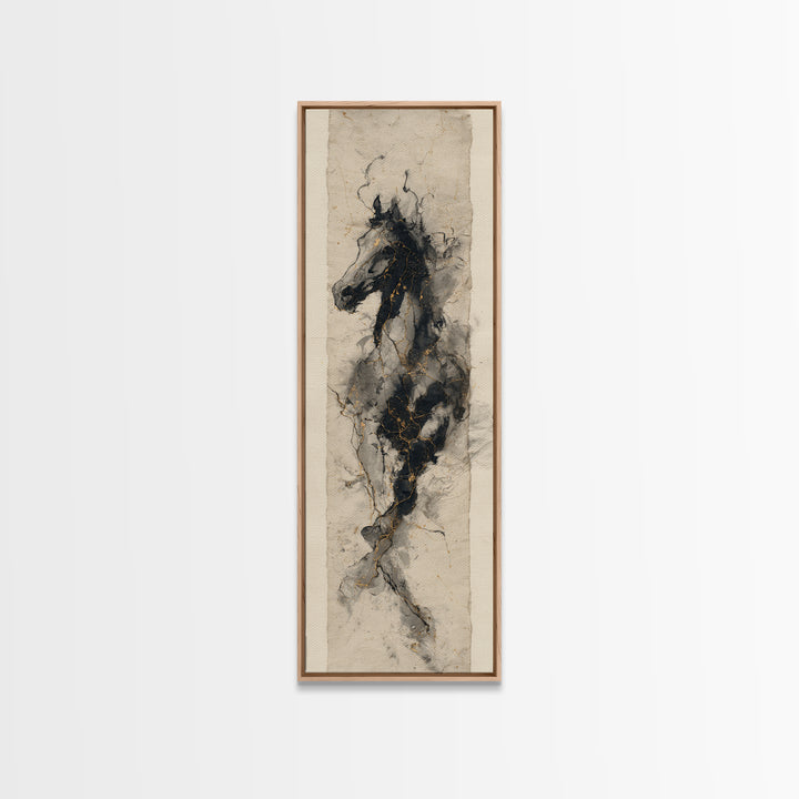 Calligraphic Horse Silhouette Made from One Line Canvas Print, Calligraphy Art, Gallery Wall Set, Living Room Decor, Script, CAL-1x3-5