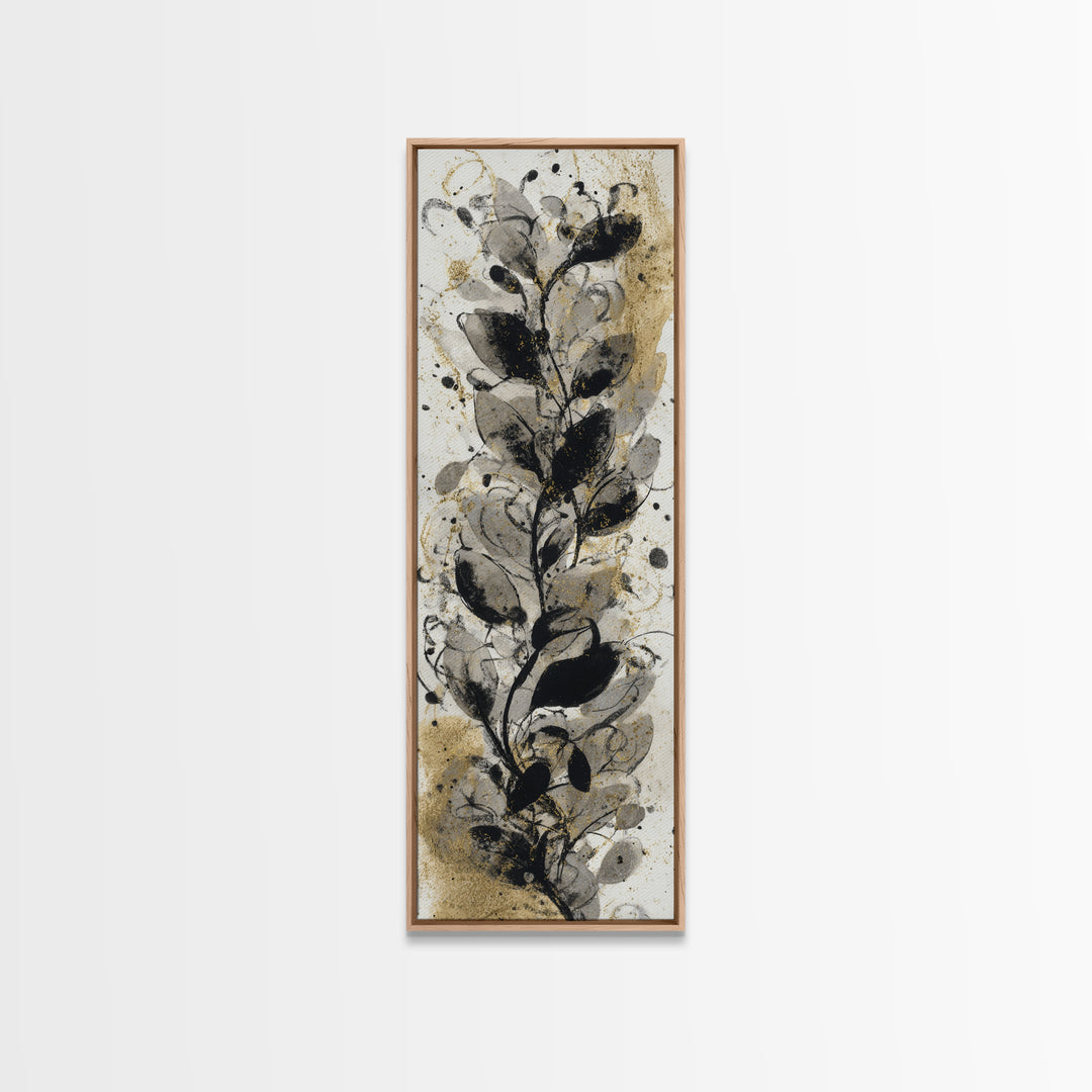 Botanical Calligraphy Pattern Framed Canvas Print, Calligraphy Art, Digital Download Art, Living Room Decor, Fine Art, Script, CAL-1x3-58