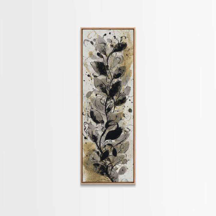 Botanical Calligraphy Pattern Framed Canvas Print, Calligraphy Art, Digital Download Art, Living Room Decor, Fine Art, Script, CAL-1x3-58